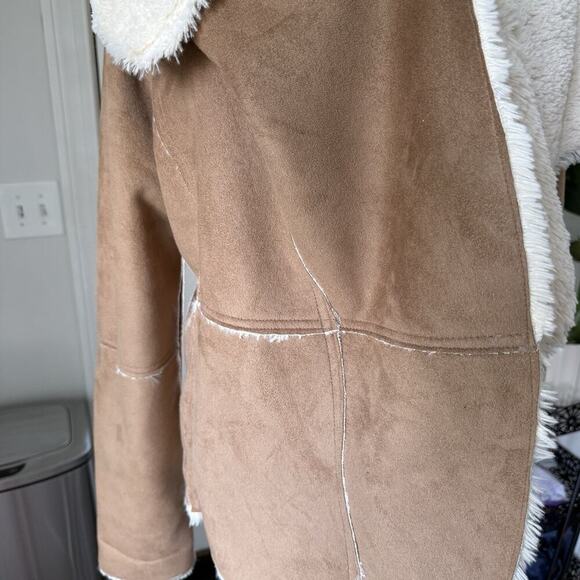 Bhiel by Mejane Y2K Panel Faux Suede Jacket Sz L Brown Aztec Western Faux Fur - Picture 3 of 10